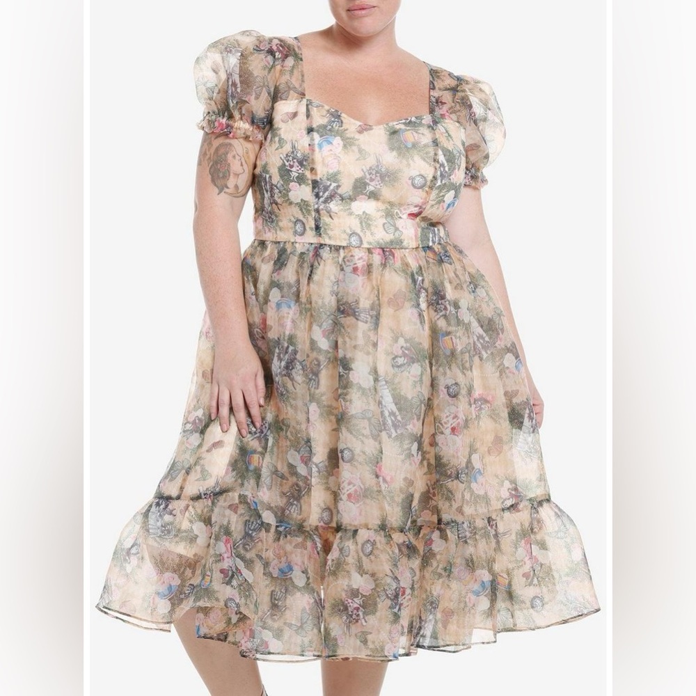 Disney Alice & wonderland rabbit vintage organza dress nwot